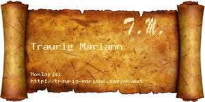 Traurig Mariann névjegykártya